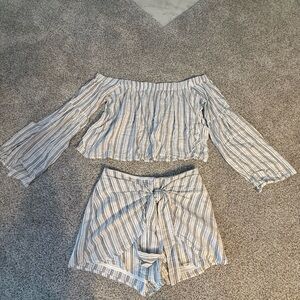 Peach Love California Black and White Striped Set